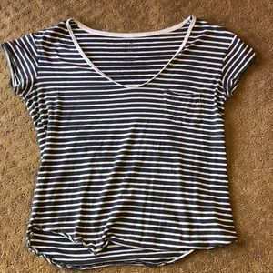 Gray and white striped top